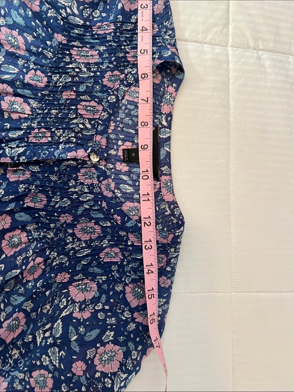 J. Crew Navy Floral Peasant Blouse with Pink Flowers - Picture 6 of 7